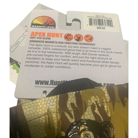 HUNT MONKEY Brown + Black Camo Apex Dry-Tec Performance Gloves NWT Various Sizes - Picture 6 of 6